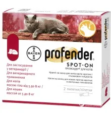 Краплі для тварин Bayer Профендер Спот-он для захисту від гельмінтів для котів понад 5 кг 2/1.12 мл (4007221039761)