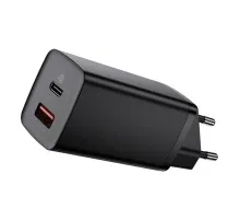 Зарядное устройство Baseus 2xUSB 65W GaN (USB-C+USB-A) black (CCGAN2L-B01)