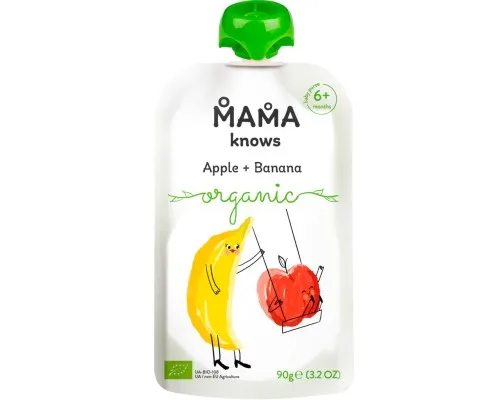 Детское пюре Mama knows Органическое Яблоко и Банан 90 г (4820016254558)