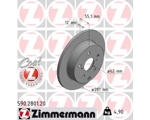 Гальмівний диск ZIMMERMANN 590.2801.20