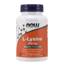 Амінокислота Now Foods L-Лізин, L-Lysin, 500 мг, 100 вегетаріанських капсул (NF0110)