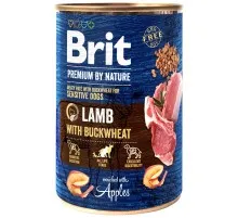 Консервы для собак Brit Premium by Nature ягненка с гречкой 400 г (8595602538614)
