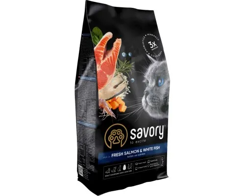 Сухий корм для кішок Savory Adult Cat Gourmand Fresh Salmon and White Fish 2 кг (4820232630020)