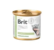 Консерви для котів Brit GF VetDiets Cat Cans Diabetes з ягням і горохом 200 г (8595602549832)