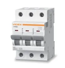 Автоматичний вимикач Videx RS6 RESIST 3п 20А 6кА С (VF-RS6-AV3C20)