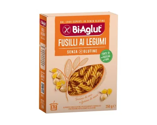 Макарони BiAglut Fusilli Legumi безглютенові з нуту 250 г (1136508)