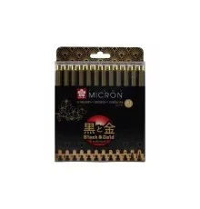 Лайнер Sakura Набір Pigma Micron Black&Gold, 12 шт.(003-12, brush, PN), Чорний (8712079459352)