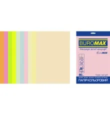 Бумага Buromax А4, 80g, PASTEL+NEON, 10colors, 20sh, EUROMAX (BM.2721720E-99)