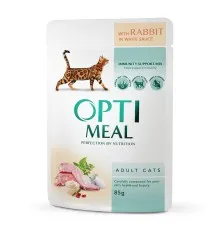 Влажный корм для кошек Optimeal со вкусом кролика в белом соусе 85 г (4820083905476)