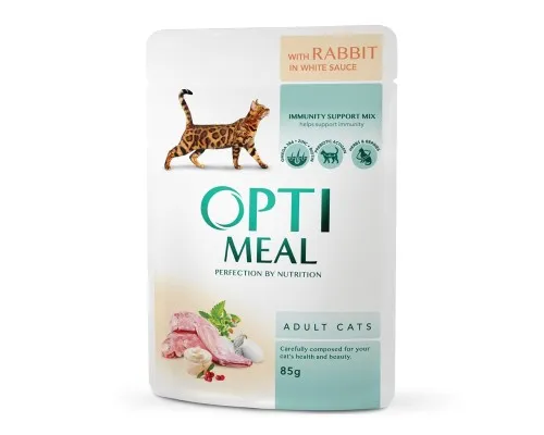Влажный корм для кошек Optimeal со вкусом кролика в белом соусе 85 г (4820083905476)
