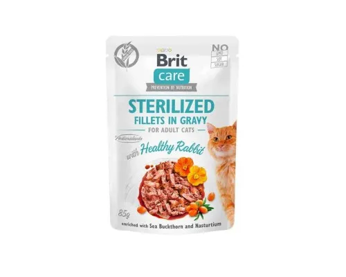 Влажный корм для кошек Brit Care Cat pouch для стерилизованных 85 г (кролик в соусе) (8595602540488)