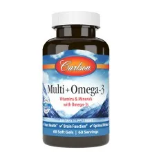 Жирные кислоты Carlson Мультивитамины с Омега-3, Multi + Omega-3, 60 гелевых капсу (CL15850)