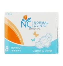Гігієнічні прокладки Normal Clinic Ultra Cotton & Velvet Normal 8 шт. (3800213302888)