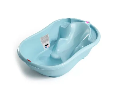 Ванночка Ok Baby с анатомической горкой и термодатчиком (голубой) (38231500)