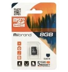 Карта пам'яті Mibrand 8GB mircroSD class 6 (MICDC6/8GB)
