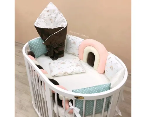Детский постельный набор Ingvart Радуга персиково-шоколадная в кроватку Nika (42200-1)
