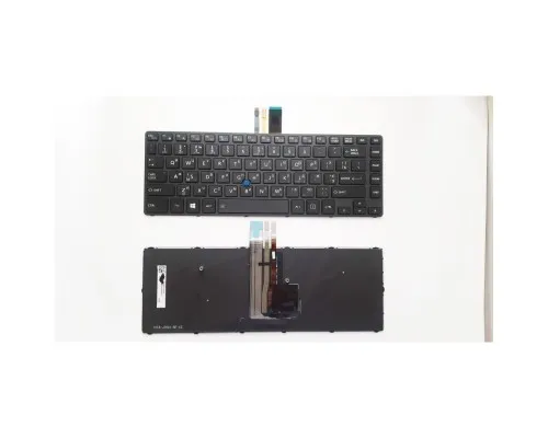 Клавиатура ноутбука Toshiba Tecra A40-C Series черная с черной рамкой с ТП с подсветкойU (A46167)