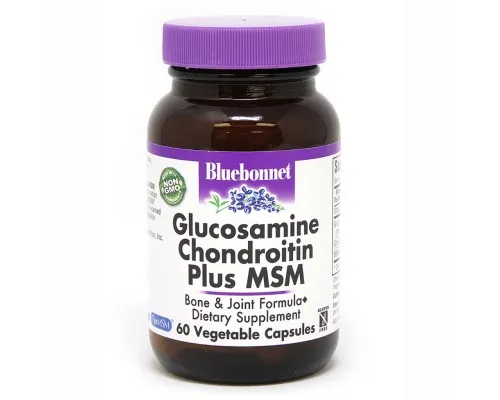 Вітамінно-мінеральний комплекс Bluebonnet Nutrition Глюкозамін & Хондроитин & МСМ, 60 рослинних капсул (BLB1117)