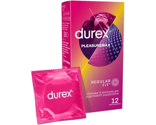 Презервативы Durex Pleasuremax с силиконовой смазкой с ребрами и точками 12 шт. (5038483204016)