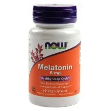Амінокислота Now Foods Мелатонін, Melatonin, 5 Мг, 60 капсул (NF3555)