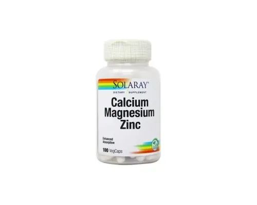 Минералы Solaray Кальций Магний Цинк, Calcium Magnesium Zinc, 100 капсул (SOR-04560)