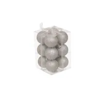 Елочная игрушка Jumi 12шт, 4 см, пластик, серебряный с блестками (5900410791121)