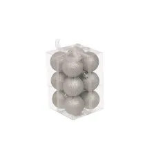 Елочная игрушка Jumi 12шт, 4 см, пластик, серебряный с блестками (5900410791121)