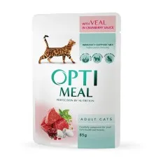 Влажный корм для кошек Optimeal со вкусом телятины в клюквенном соусе 85 г (4820083905438)
