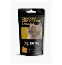 Ласощі для котів Savory Snack Chicken and Cheese 60 г (подушечки з куркою та сиром) (4820232631461)