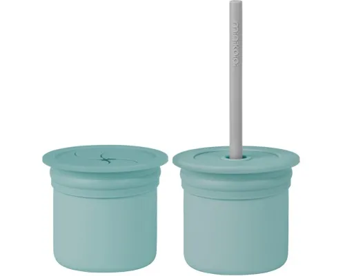 Поильник-непроливайка MinikOiOi Sip+Snack (Aqua Green/Powder Grey) (101100107)