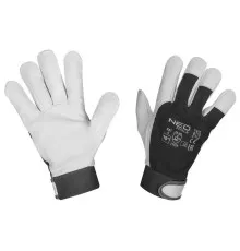 Захисні рукавички Neo Tools козяча шкіра, фіксація зап’ястя, р.10, чорно-білий (97-655-10)