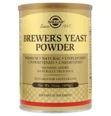 Трави Solgar Пивні дріжджі в Порошку, Brewer's Yeast Powder, 400 гр (SOL-00380)