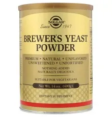 Травы Solgar Пивные Дрожжи в Порошке, Brewer's Yeast Powder, 400 гр (SOL-00380)