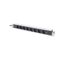 Силовий блок 1U, 8xSchuko, 16A, 250V, вилка Schuko Zpas (DN-95401)