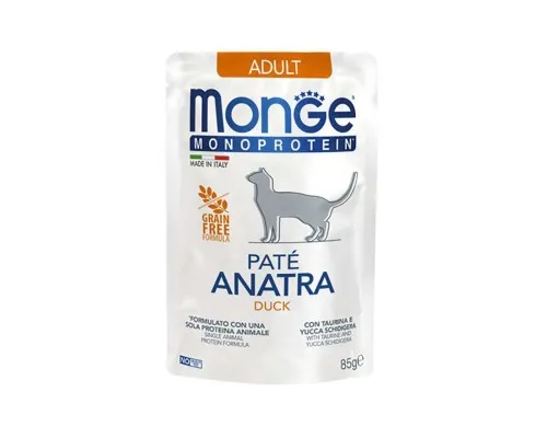 Паштет для котів Monge Cat Monoprotein Adult качка 85 г (8009470013703)