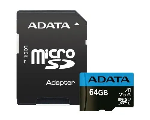 Карта памяті ADATA 64GB microSD class 10 UHS-I A1 Premier (AUSDX64GUICL10A1-RA1)