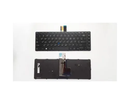 Клавіатура ноутбука Toshiba Tecra R40-C Series черная с черной рамкой с ТП с подсветкой (A46166)