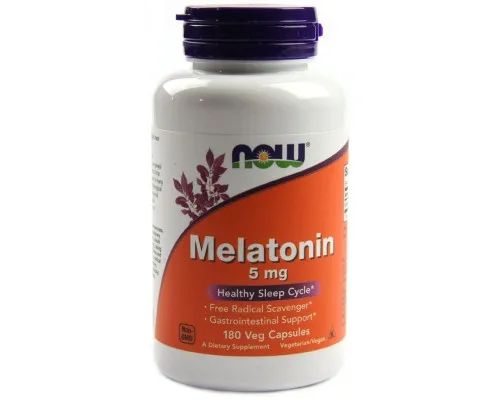 Аминокислота Now Foods Мелатонин, Melatonin, 5мг, 180 капсул (NOW-03556)