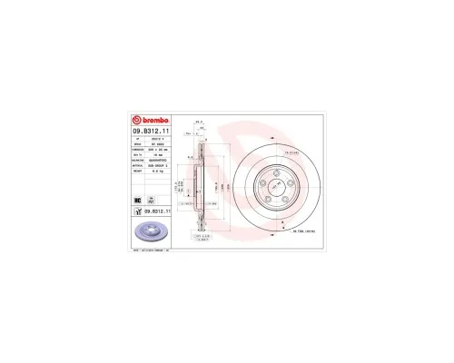 Гальмівний диск Brembo 09.B312.11