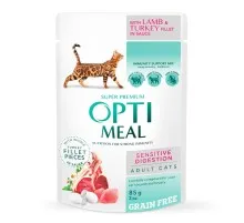 Влажный корм для кошек Optimeal с чувствительным пищеварением с ягненком и филе индейки 85 г (4820215364003)