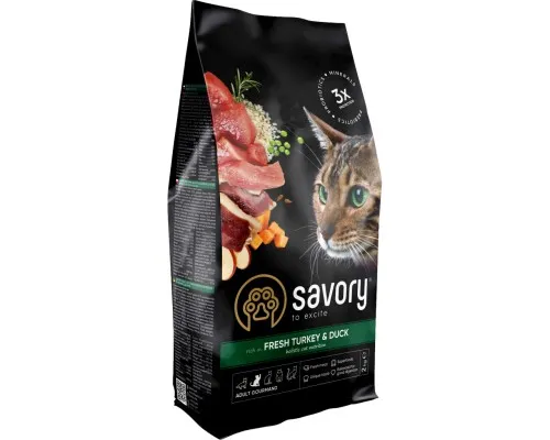 Сухий корм для кішок Savory Adult Cat Gourmand Fresh Turkey and Duck 2 кг (4820232630051)