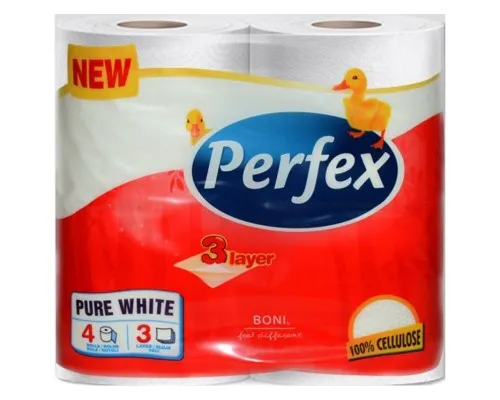 Туалетний папір Perfex Pure White 3 шари 4 рулони (8600101745477)