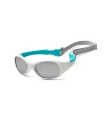Детские солнцезащитные очки Koolsun Flex, бело-бирюзовые 0+ (KS-FLWA000)