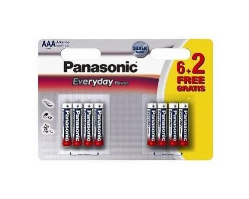 Батарейка Panasonic AAA LR03 Everyday Power * 8(6+2) (LR03REE/8B2F)