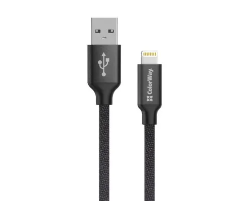 Дата кабель USB 2.0 AM to Lightning 2.0m black ColorWay (CW-CBUL007-BK)