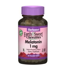 Аминокислота Bluebonnet Nutrition Мелатонин 1мг, Вкус Малины, Earth Sweet Chewables, 60 жеват (BLB0990)