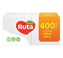 Серветки столові Ruta Mega Pack 1 шар 24х24 см Білі 400 шт. (4820023744622)