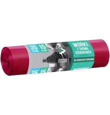 Пакети для сміття Anna Zaradna із зав'язками червоні LDPE 35 л 15 шт. (4820102053546)