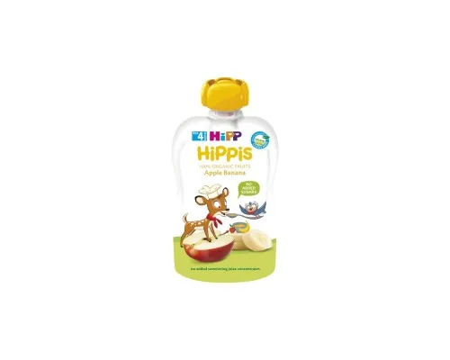 Дитяче пюре HiPP Organic HiPPiS Pouch Яблуко-банан, 100 г (9062300133711)