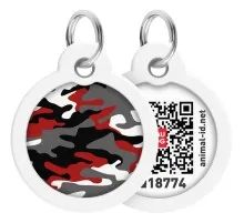 Адресник для тварин WAUDOG Smart ID з QR паспортом "Камо сірий", круг 30 мм (230-0215)